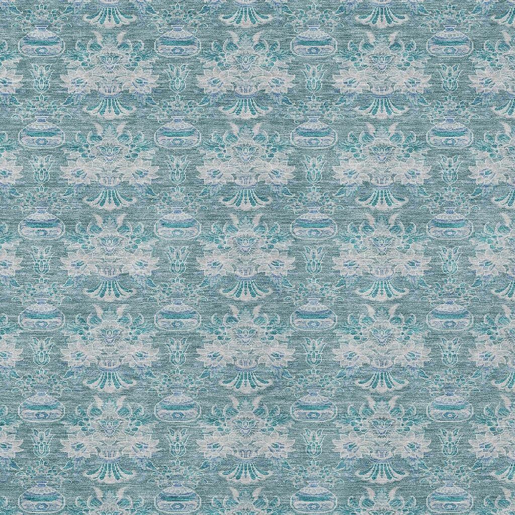 5' X 8' Teal Blue And Green Floral Washable Indoor Outdoor Area Rug Homeroots Outdoor