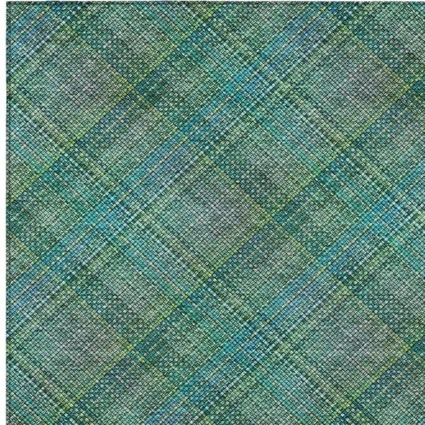5' X 8' Teal Blue And Green Plaid Washable Indoor Outdoor Area Rug Homeroots Outdoor