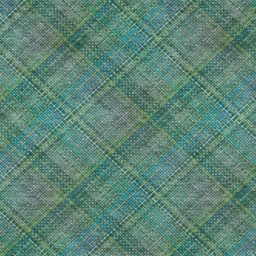 5' X 8' Teal Blue And Green Plaid Washable Indoor Outdoor Area Rug Homeroots Outdoor