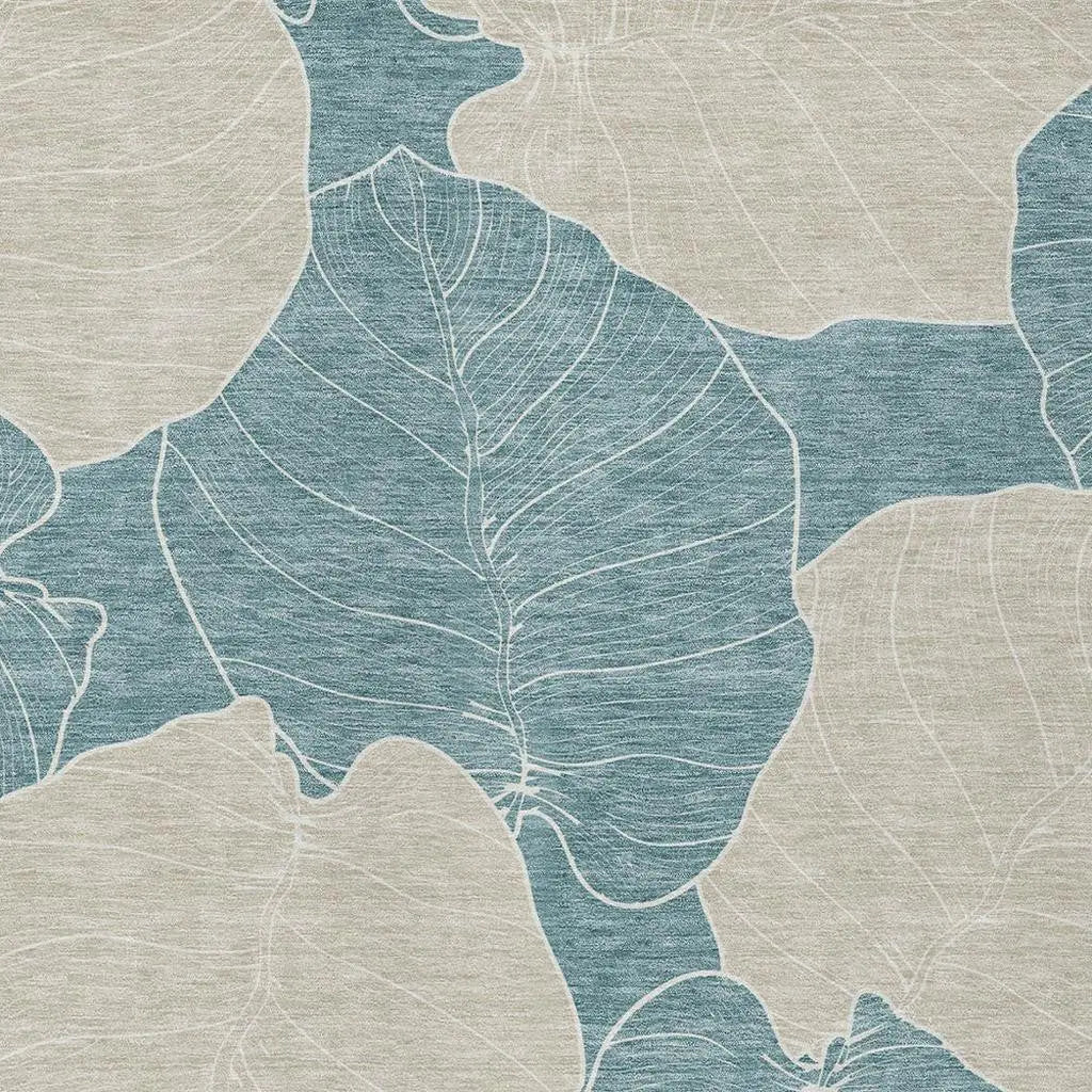 5' X 8' Teal Blue And Ivory Floral Washable Indoor Outdoor Area Rug Homeroots Outdoor