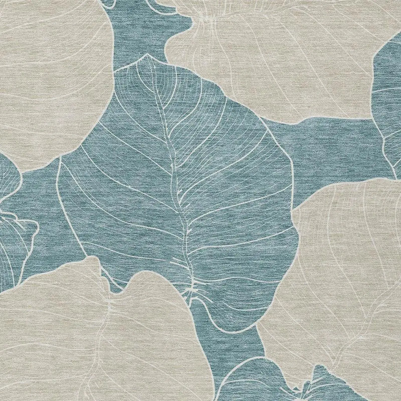 5' X 8' Teal Blue And Ivory Floral Washable Indoor Outdoor Area Rug Homeroots Outdoor