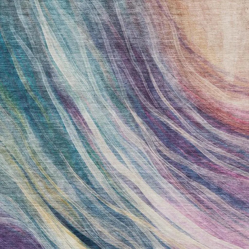 5' X 8' Teal Blue And Lavender Abstract Washable Indoor Outdoor Area Rug Homeroots Outdoor