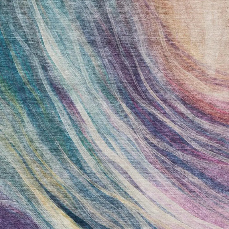 5' X 8' Teal Blue And Lavender Abstract Washable Indoor Outdoor Area Rug Homeroots Outdoor