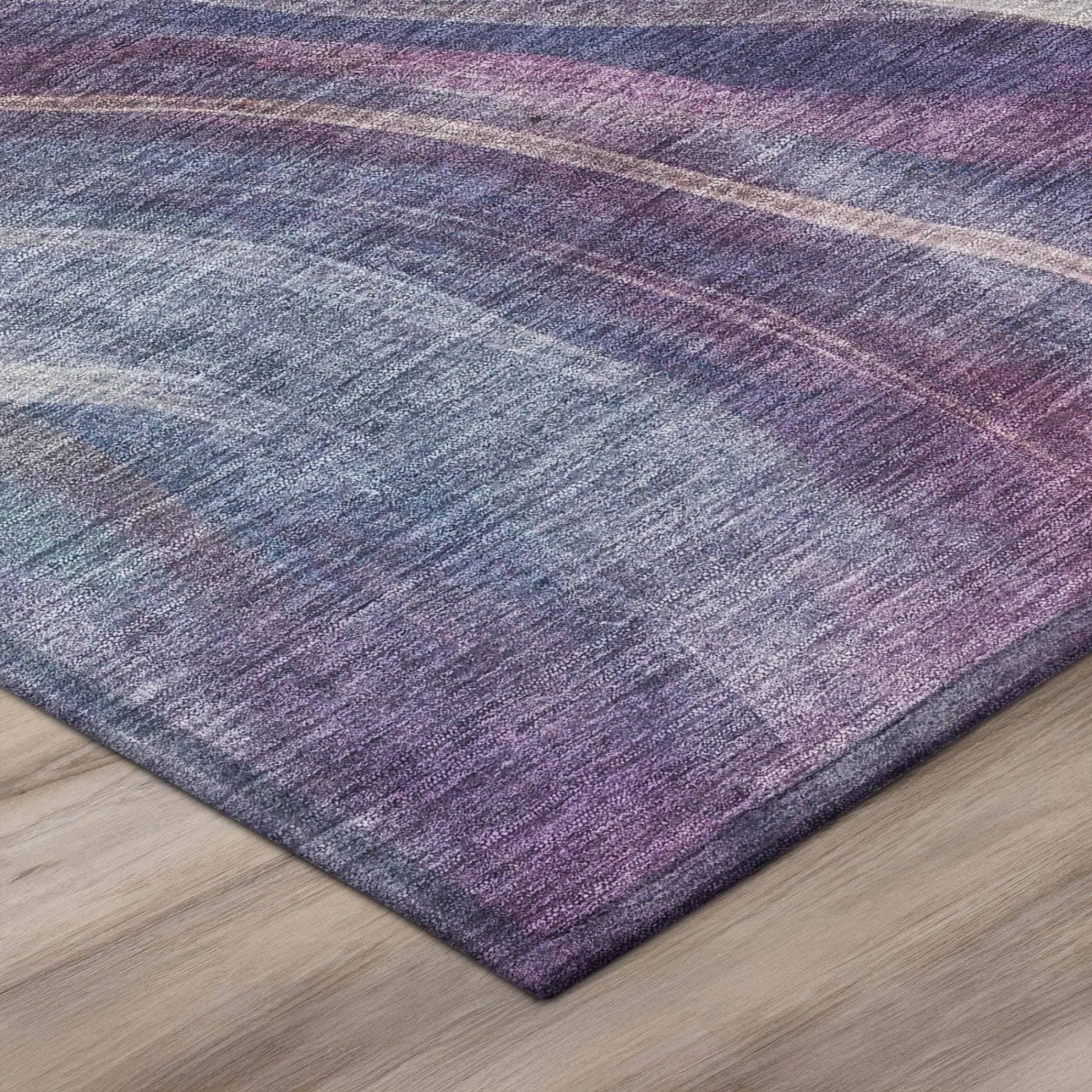 5' X 8' Teal Blue And Lavender Abstract Washable Indoor Outdoor Area Rug Homeroots Outdoor