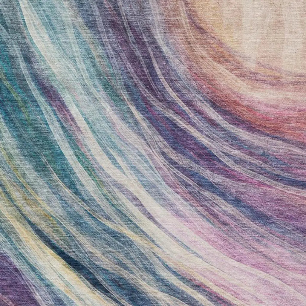 5' X 8' Teal Blue And Lavender Abstract Washable Indoor Outdoor Area Rug Homeroots Outdoor