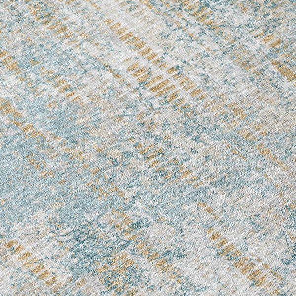 5' X 8' Teal Blue And Linen Abstract Washable Indoor Outdoor Area Rug Homeroots Outdoor