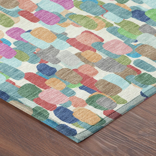 5' X 8' Teal Blue And Navy Blue Abstract Washable Indoor Outdoor Area Rug Homeroots Outdoor