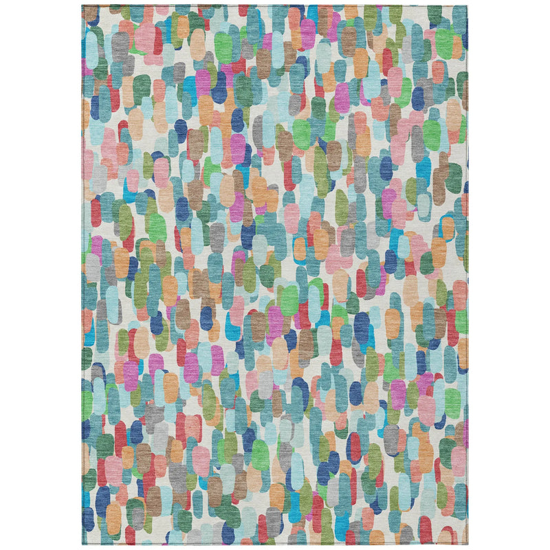 5' X 8' Teal Blue And Navy Blue Abstract Washable Indoor Outdoor Area Rug Homeroots Outdoor