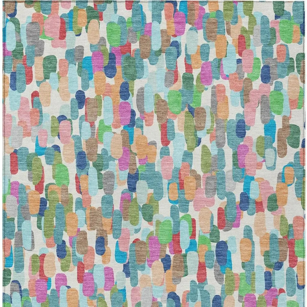 5' X 8' Teal Blue And Navy Blue Abstract Washable Indoor Outdoor Area Rug Homeroots Outdoor