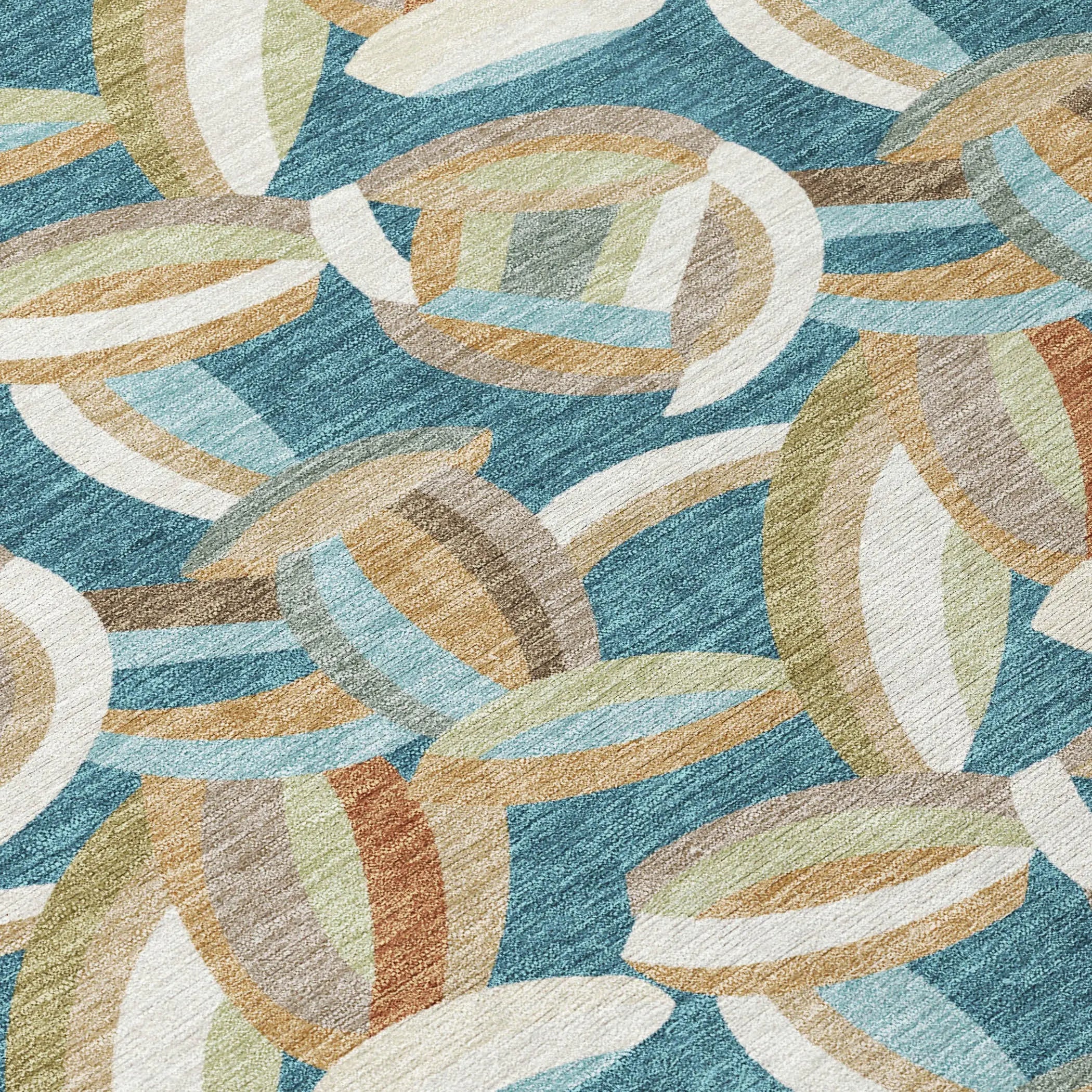5' X 8' Teal Blue And Orange Abstract Washable Indoor Outdoor Area Rug Homeroots Outdoor