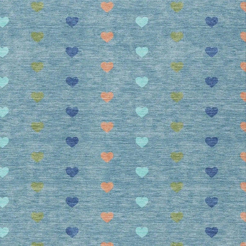 5' X 8' Teal Blue And Peach Geometric Washable Indoor Outdoor Area Rug Homeroots Outdoor