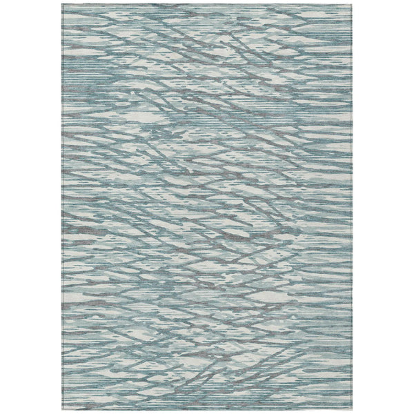 5' X 8' Teal Blue And Pewter Abstract Washable Indoor Outdoor Area Rug Homeroots Outdoor