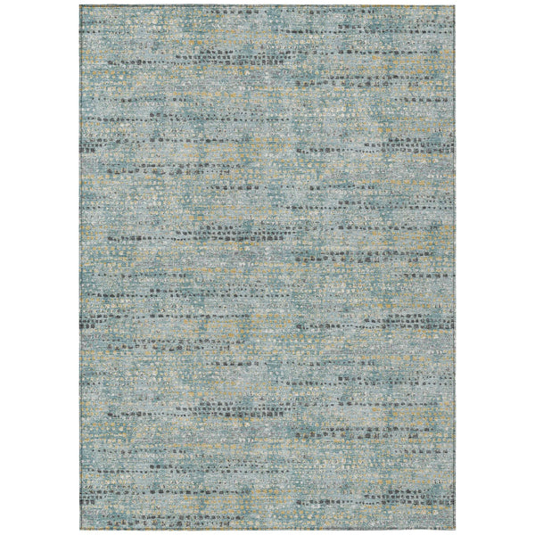 5' X 8' Teal Blue And Pewter Abstract Washable Indoor Outdoor Area Rug Homeroots Outdoor
