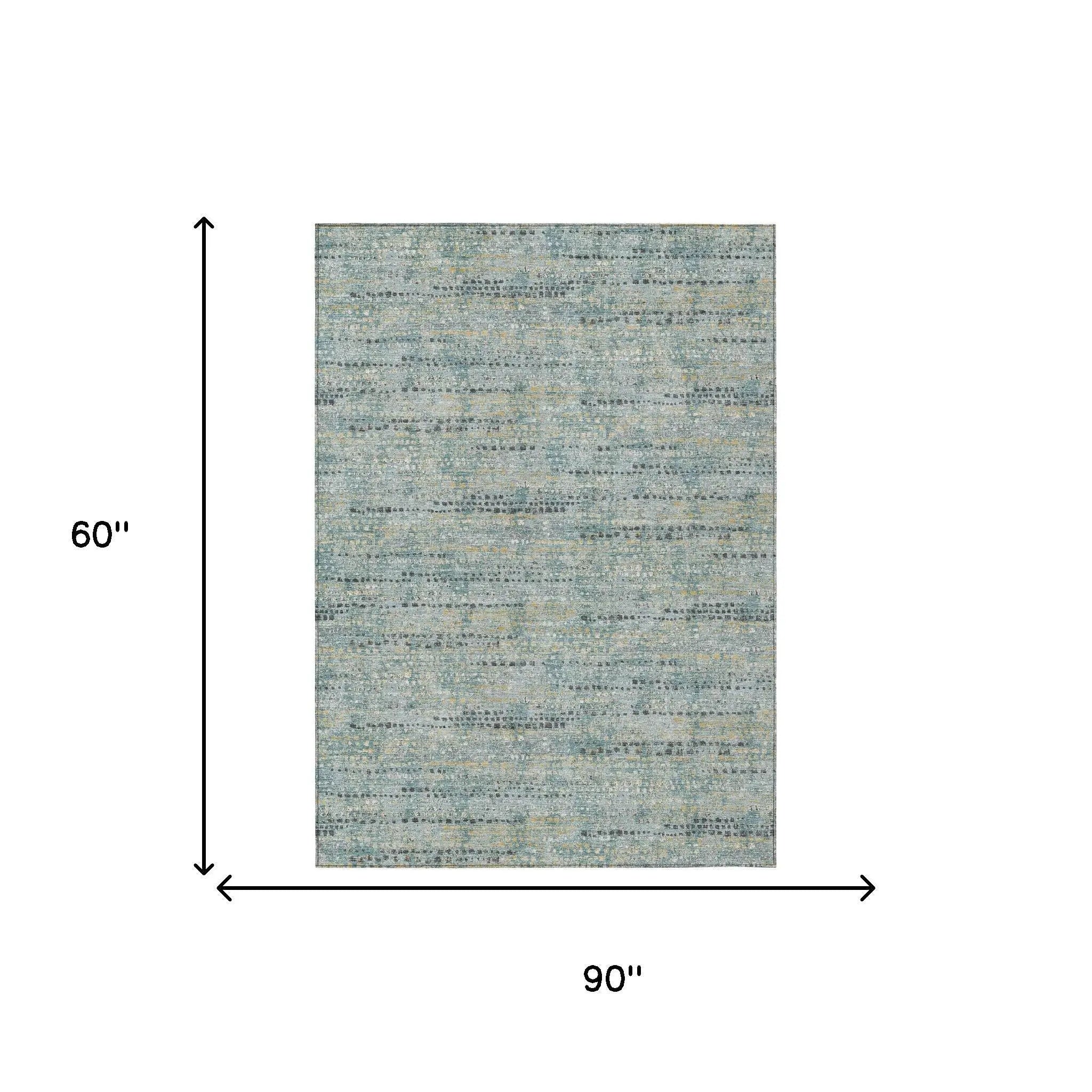 5' X 8' Teal Blue And Pewter Abstract Washable Indoor Outdoor Area Rug Homeroots Outdoor