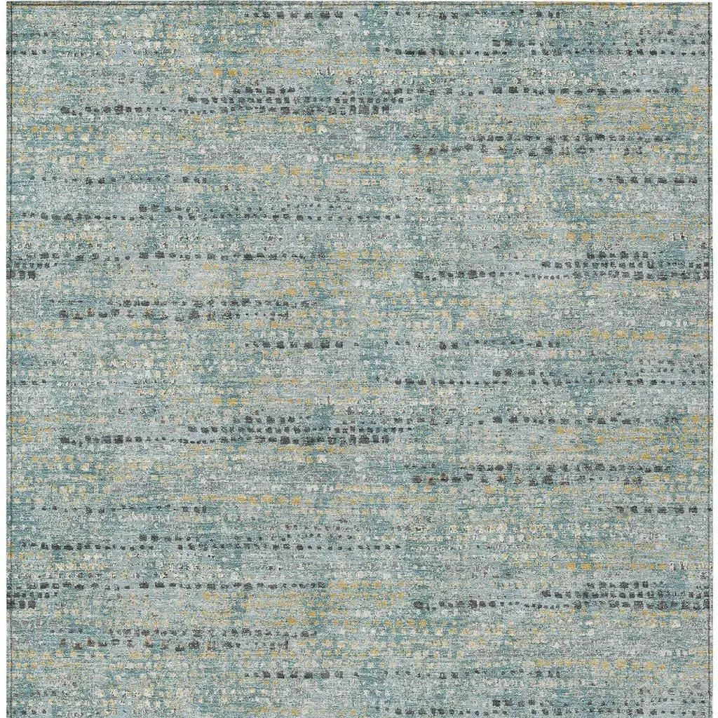 5' X 8' Teal Blue And Pewter Abstract Washable Indoor Outdoor Area Rug Homeroots Outdoor