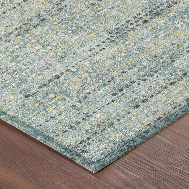 5' X 8' Teal Blue And Pewter Abstract Washable Indoor Outdoor Area Rug Homeroots Outdoor