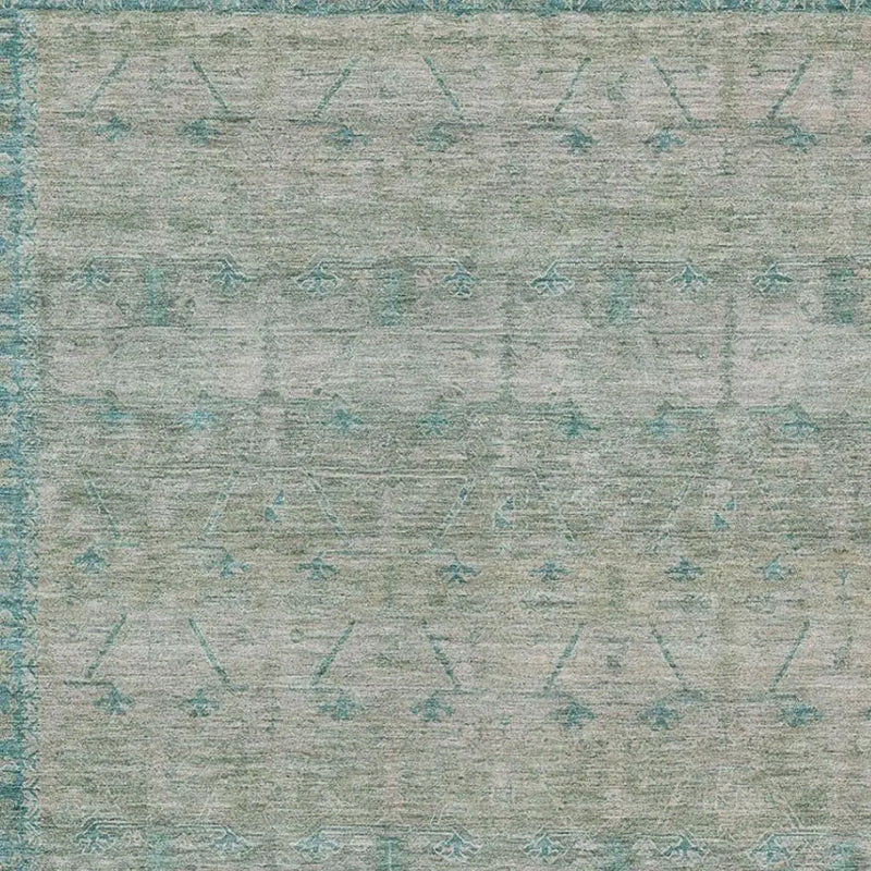 5' X 8' Teal Blue And Pewter Tribal Washable Indoor Outdoor Area Rug Homeroots Outdoor
