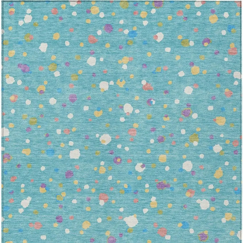 5' X 8' Teal Blue And Pink Geometric Washable Indoor Outdoor Area Rug Homeroots Outdoor