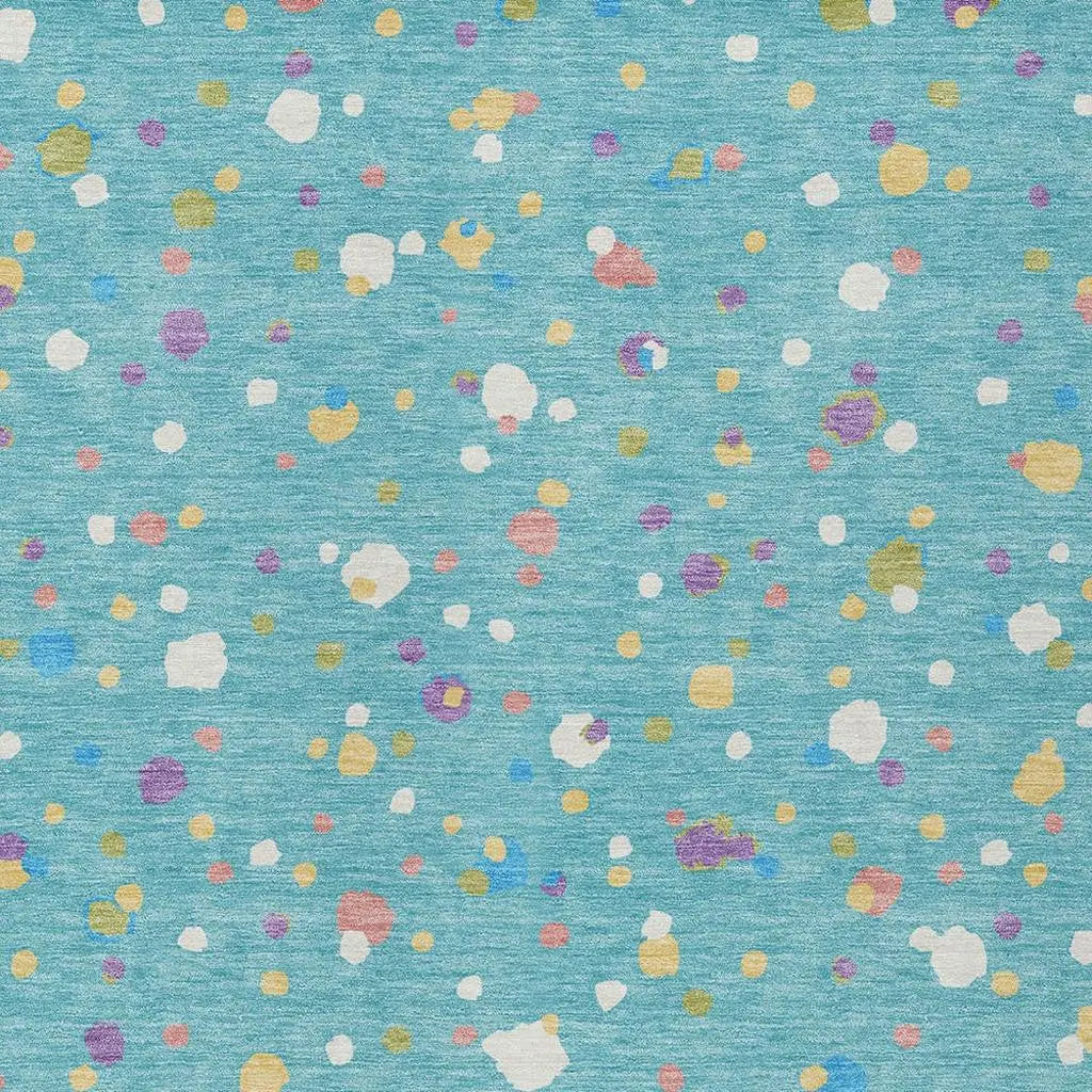 5' X 8' Teal Blue And Pink Geometric Washable Indoor Outdoor Area Rug Homeroots Outdoor