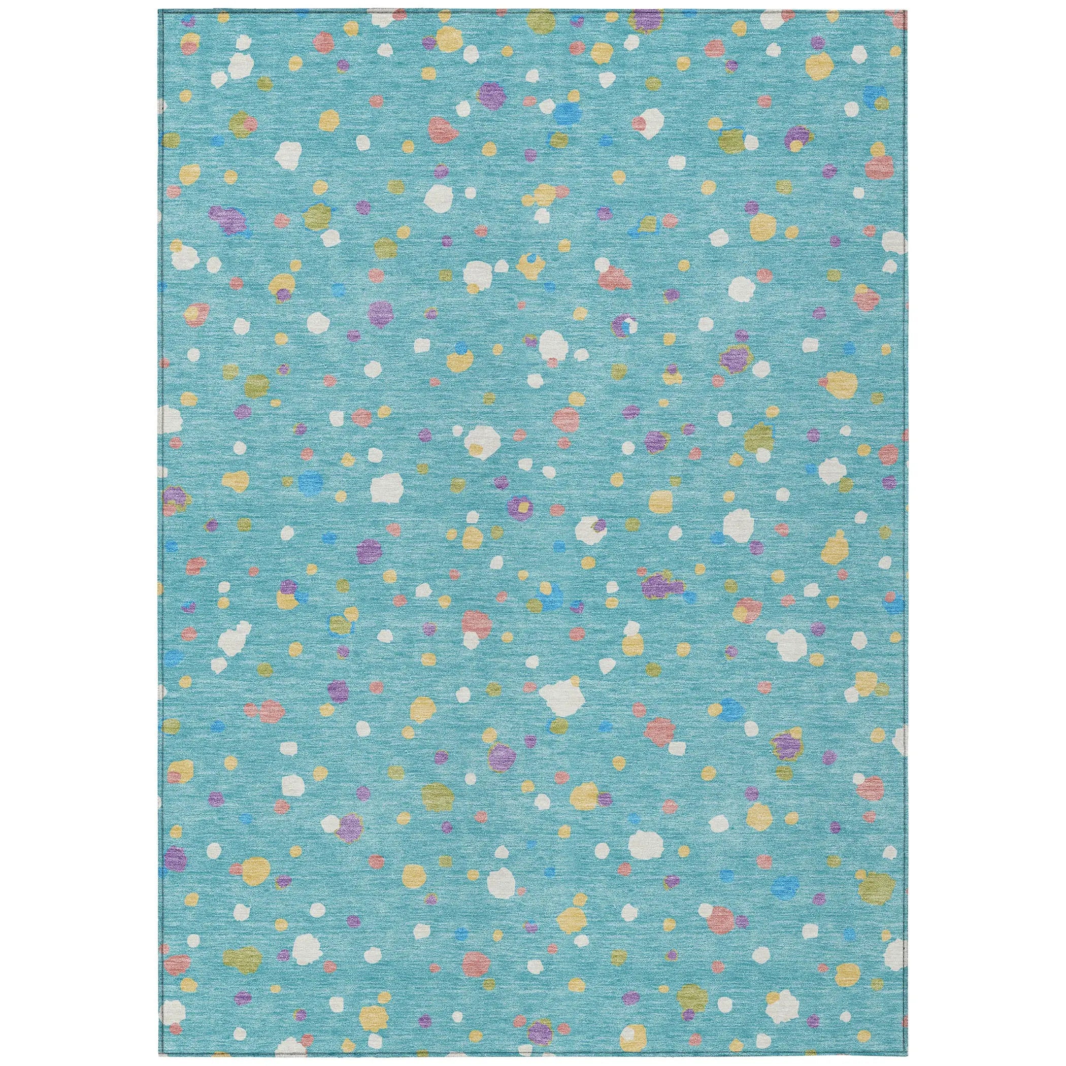 5' X 8' Teal Blue And Pink Geometric Washable Indoor Outdoor Area Rug Homeroots Outdoor