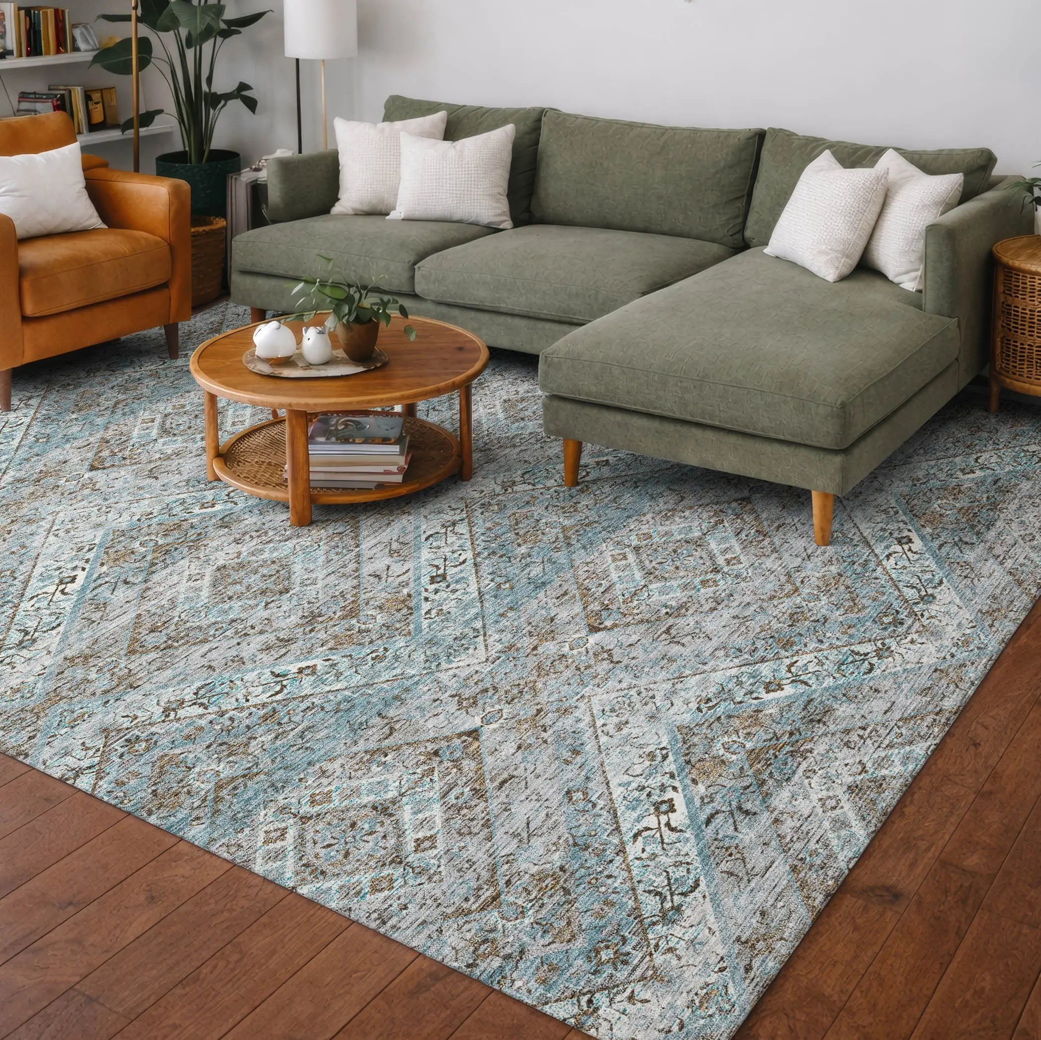 5' X 8' Teal Blue And Purple Tribal Washable Indoor Outdoor Area Rug Homeroots Outdoor
