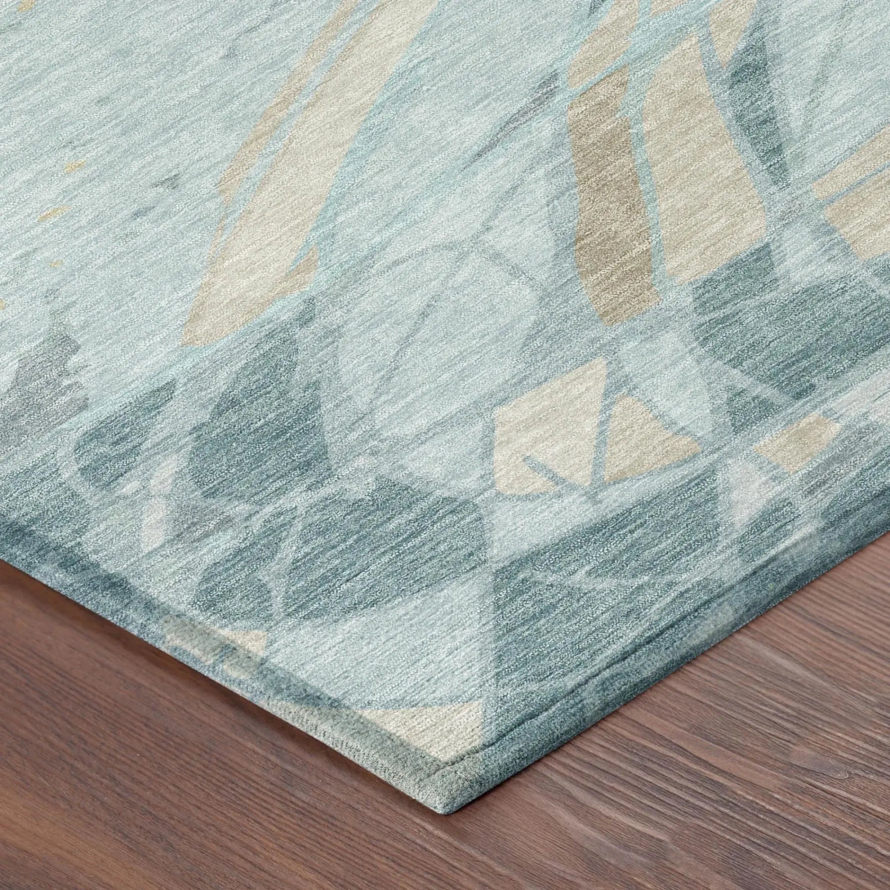5' X 8' Teal Blue And Silver Abstract Washable Indoor Outdoor Area Rug Homeroots Outdoor