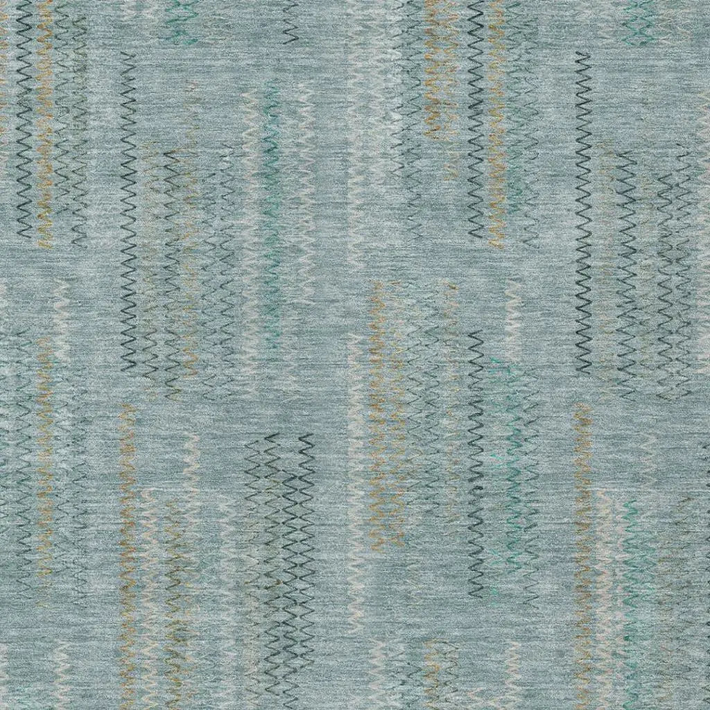 5' X 8' Teal Blue And Silver Abstract Washable Indoor Outdoor Area Rug Homeroots Outdoor