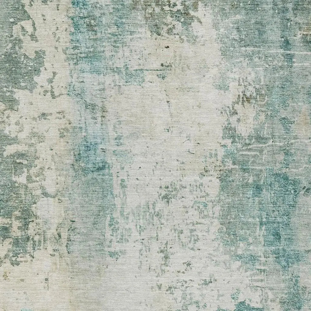 5' X 8' Teal Blue And Silver Abstract Washable Indoor Outdoor Area Rug Homeroots Outdoor