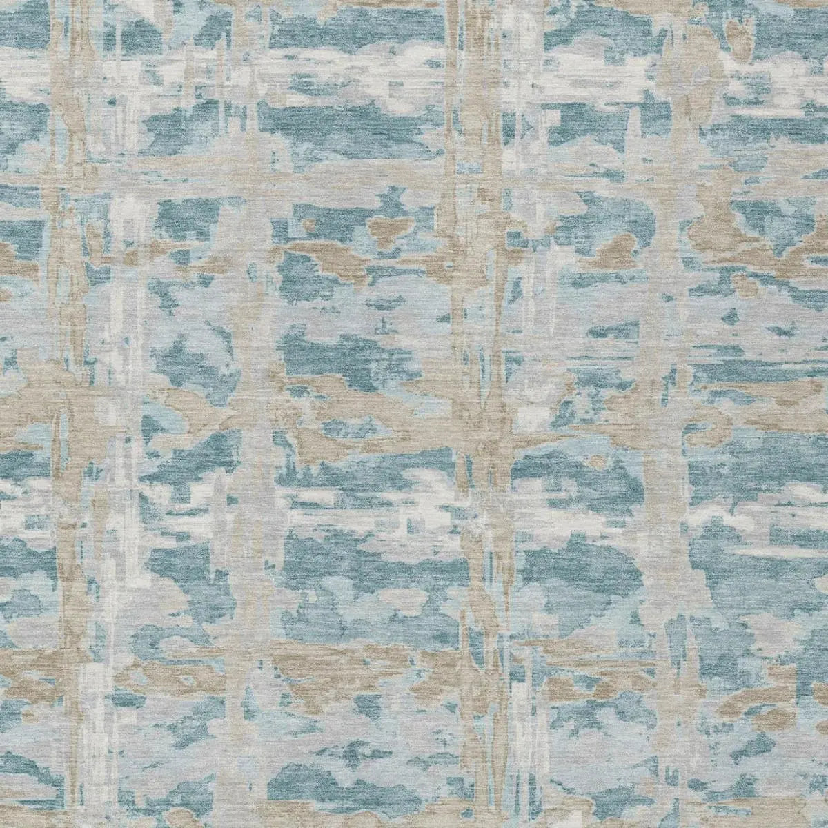 5' X 8' Teal Blue And Silver Abstract Washable Indoor Outdoor Area Rug Homeroots Outdoor
