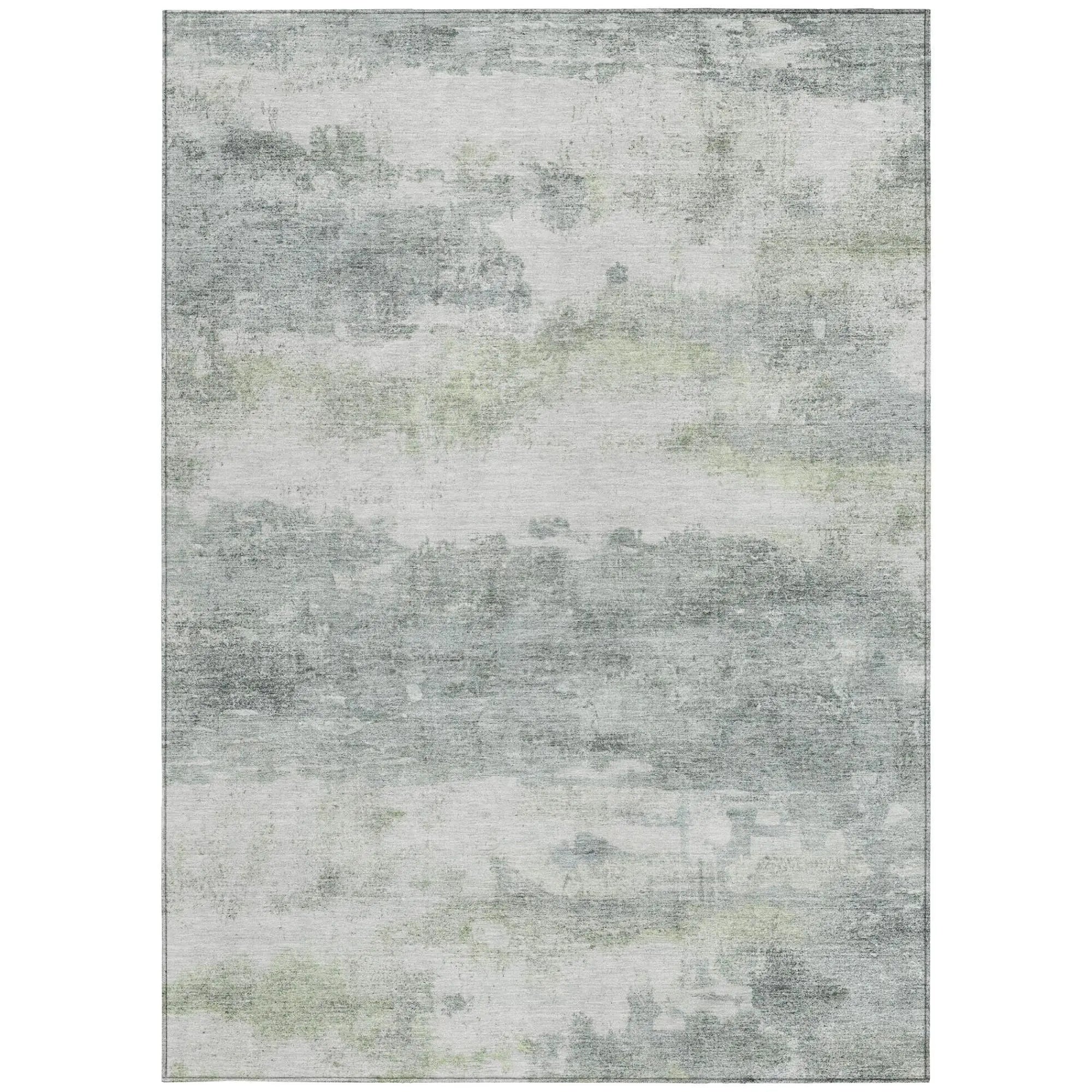 5' X 8' Teal Blue And Silver Abstract Washable Indoor Outdoor Area Rug Homeroots Outdoor