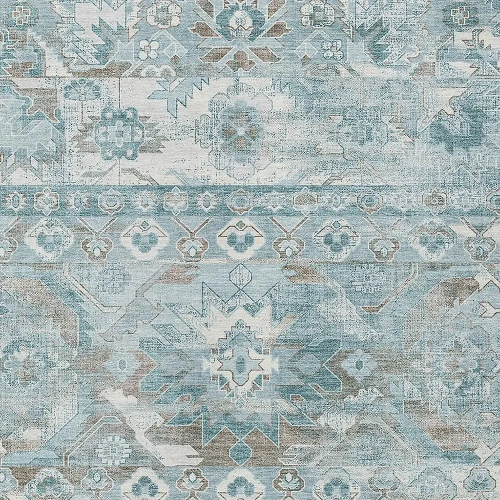 5' X 8' Teal Blue And Silver Cactus Washable Indoor Outdoor Area Rug Homeroots Outdoor