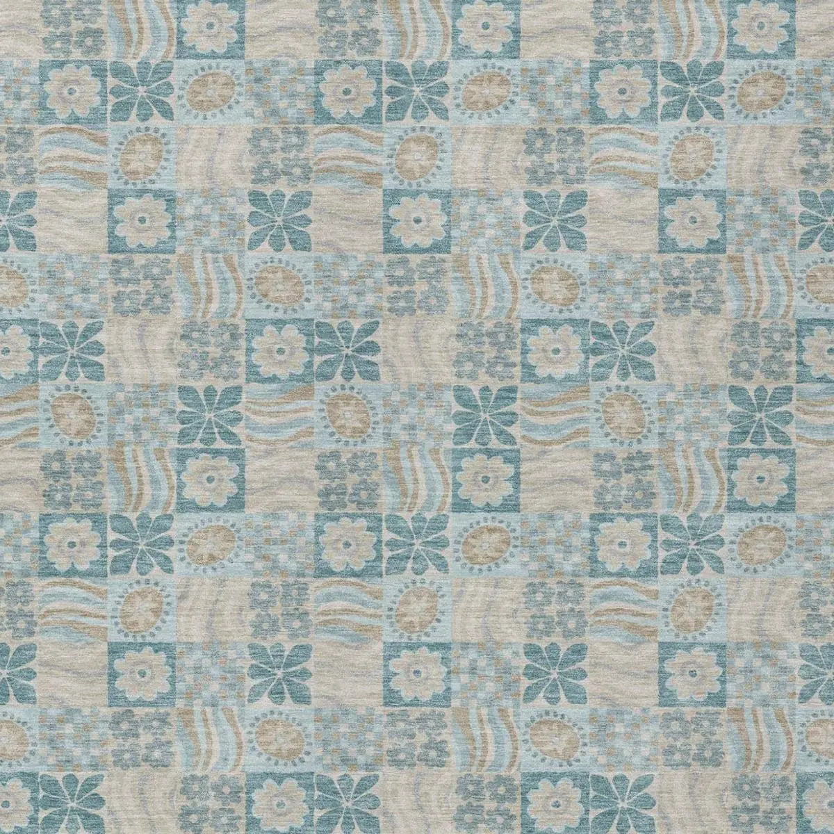 5' X 8' Teal Blue And Silver Floral Washable Indoor Outdoor Area Rug Homeroots Outdoor