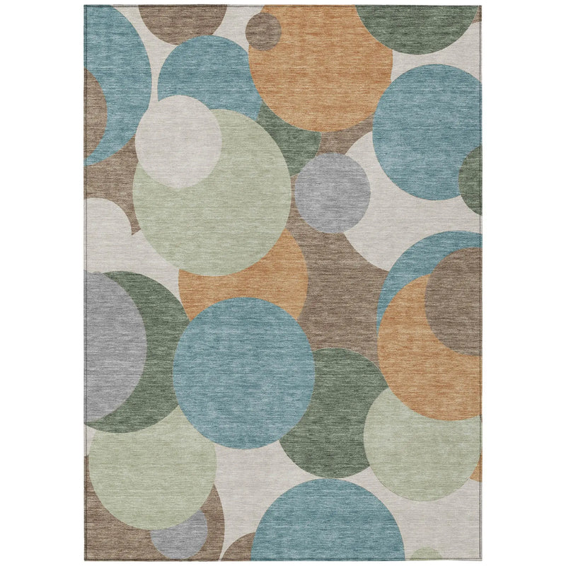 5' X 8' Teal Blue And Silver Geometric Washable Indoor Outdoor Area Rug Homeroots Outdoor