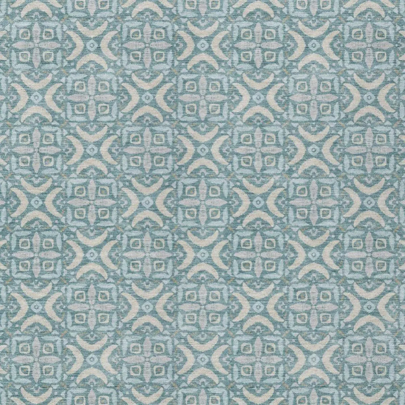 5' X 8' Teal Blue And Silver Geometric Washable Indoor Outdoor Area Rug Homeroots Outdoor
