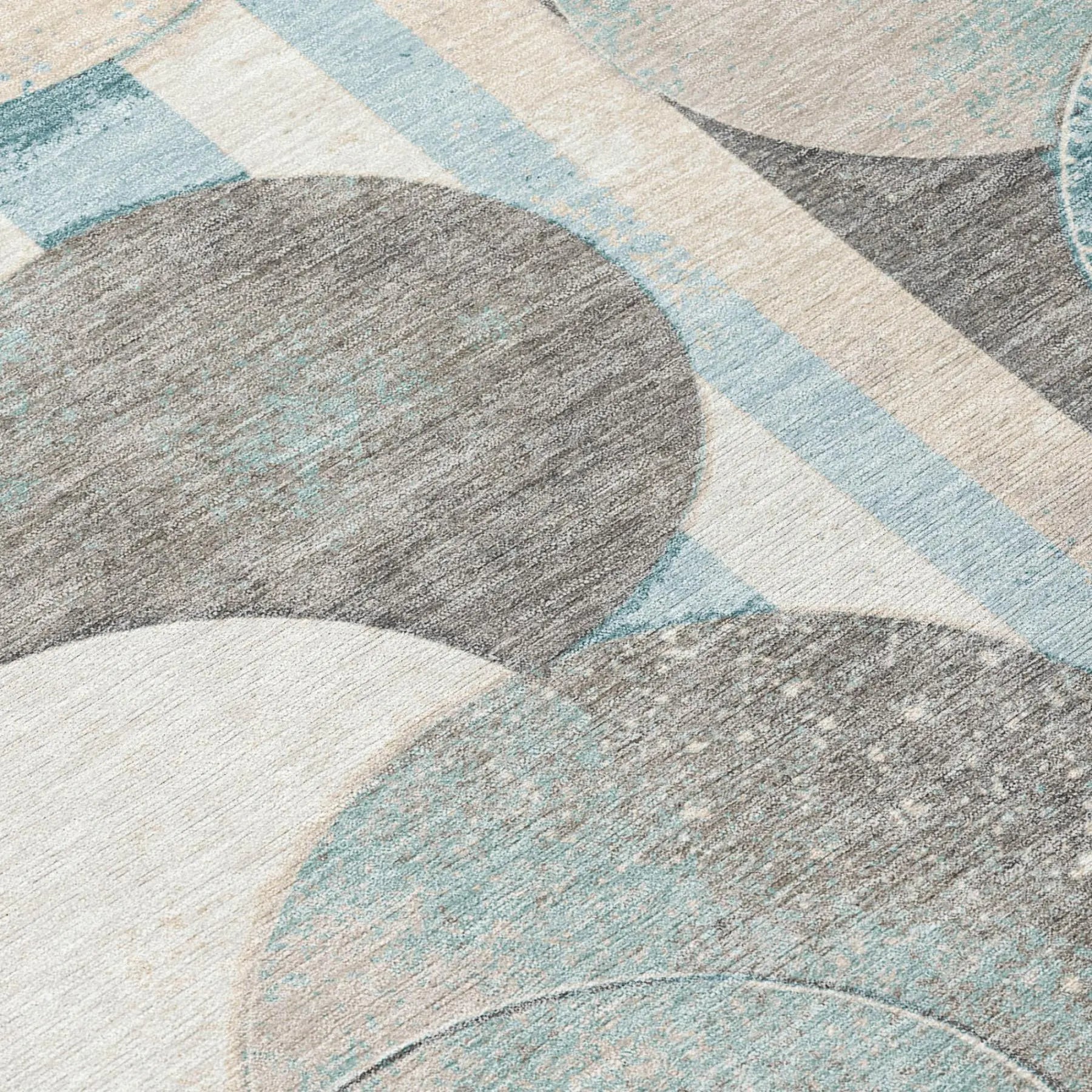5' X 8' Teal Blue And Silver Geometric Washable Indoor Outdoor Area Rug Homeroots Outdoor