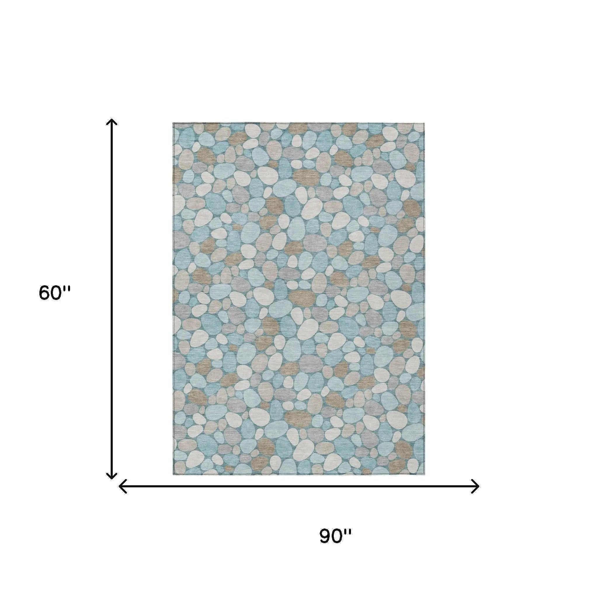 5' X 8' Teal Blue And Silver Geometric Washable Indoor Outdoor Area Rug Homeroots Outdoor