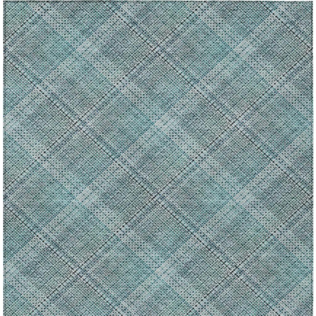 5' X 8' Teal Blue And Silver Plaid Washable Indoor Outdoor Area Rug Homeroots Outdoor