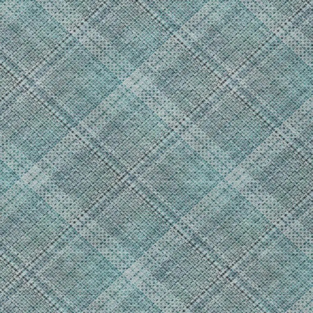 5' X 8' Teal Blue And Silver Plaid Washable Indoor Outdoor Area Rug Homeroots Outdoor