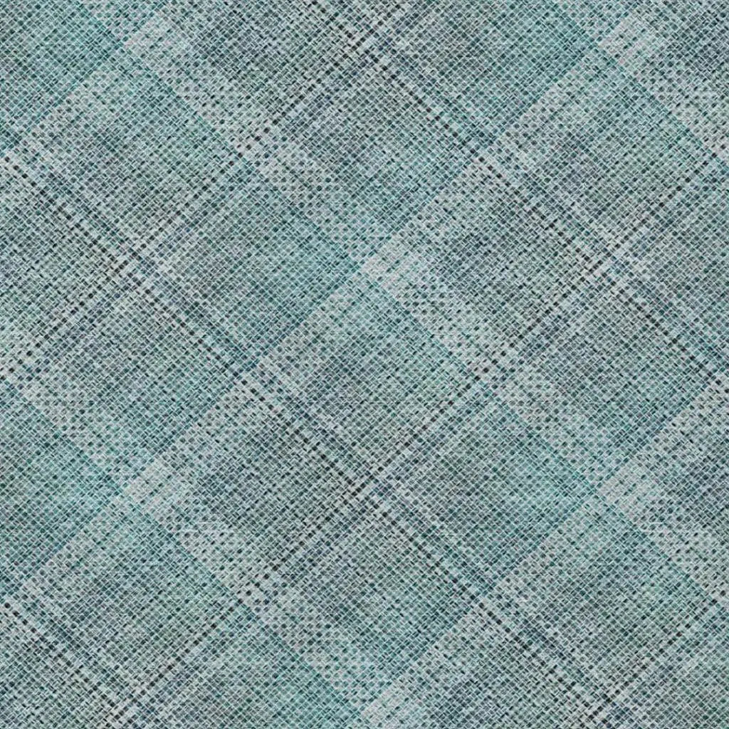 5' X 8' Teal Blue And Silver Plaid Washable Indoor Outdoor Area Rug Homeroots Outdoor