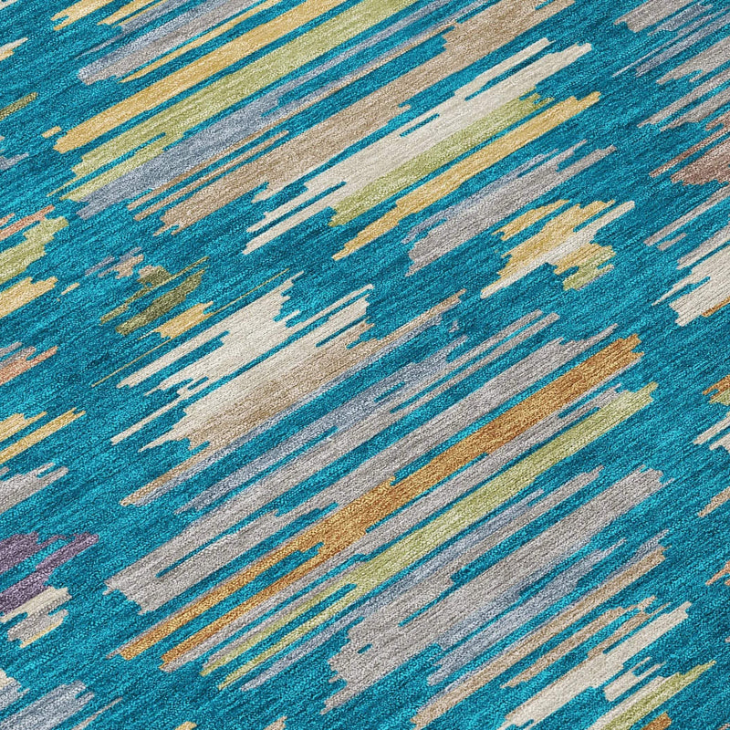5' X 8' Teal Blue And Silver Southwestern Washable Indoor Outdoor Area Rug Homeroots Outdoor