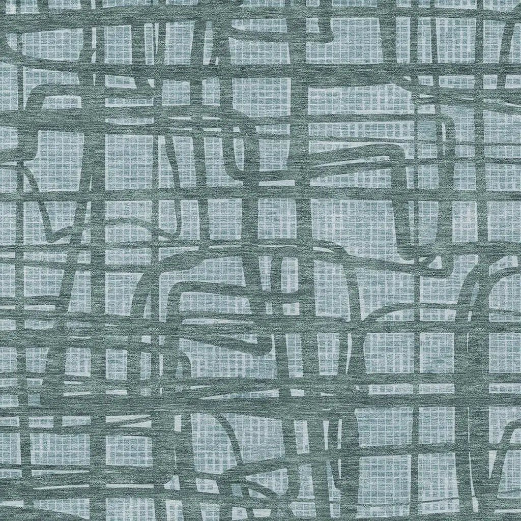 5' X 8' Teal Blue And Sky Blue Abstract Washable Indoor Outdoor Area Rug Homeroots Outdoor