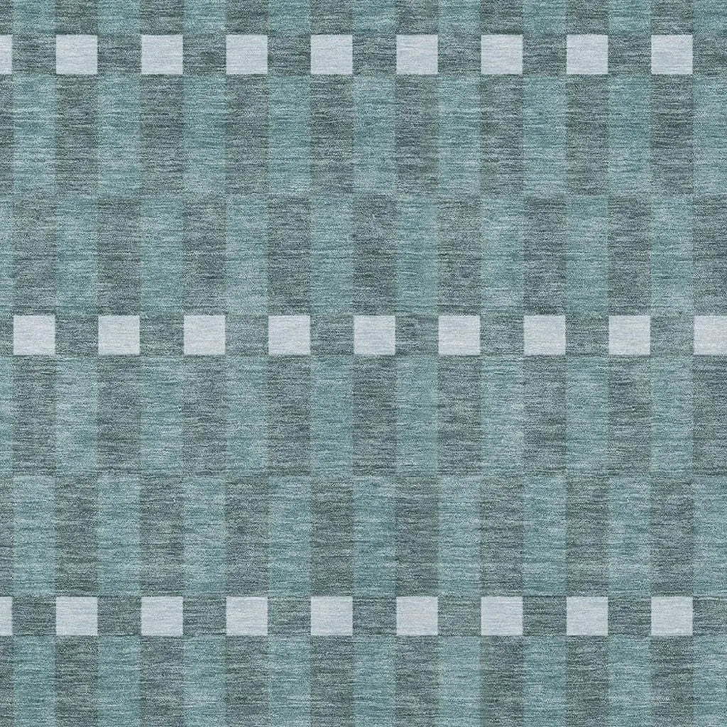 5' X 8' Teal Blue And Sky Blue Geometric Washable Indoor Outdoor Area Rug Homeroots Outdoor