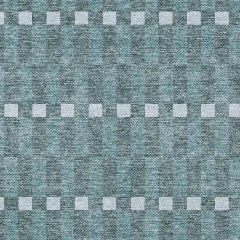 5' X 8' Teal Blue And Sky Blue Geometric Washable Indoor Outdoor Area Rug Homeroots Outdoor