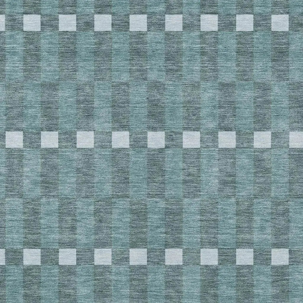 5' X 8' Teal Blue And Sky Blue Geometric Washable Indoor Outdoor Area Rug Homeroots Outdoor