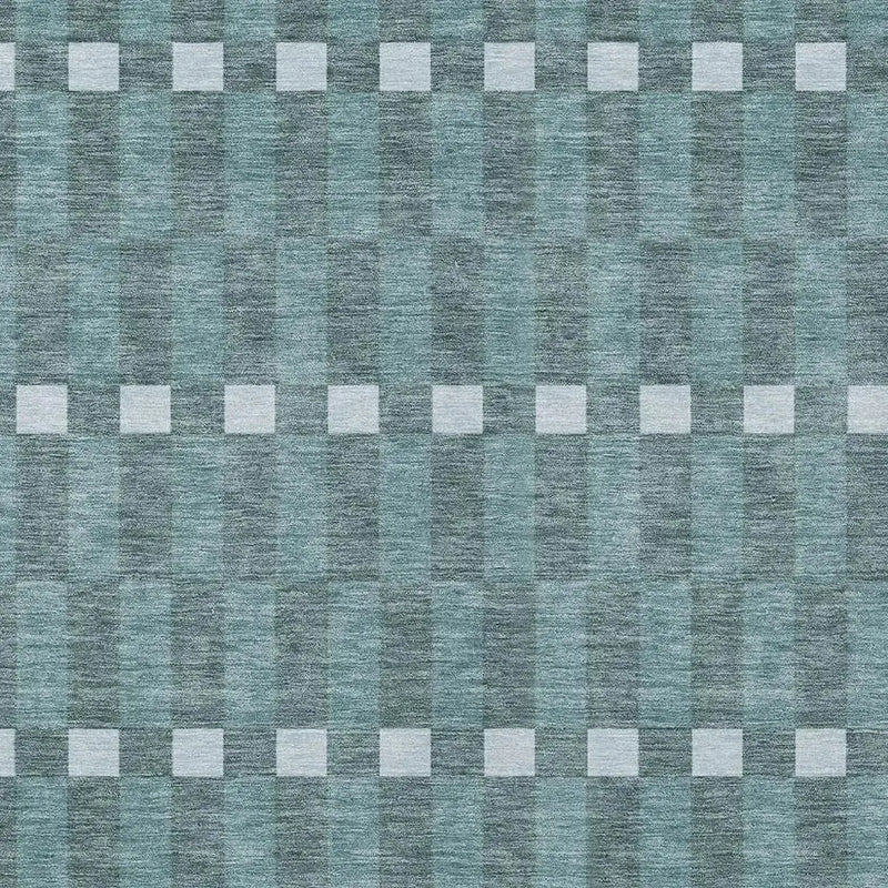 5' X 8' Teal Blue And Sky Blue Geometric Washable Indoor Outdoor Area Rug Homeroots Outdoor