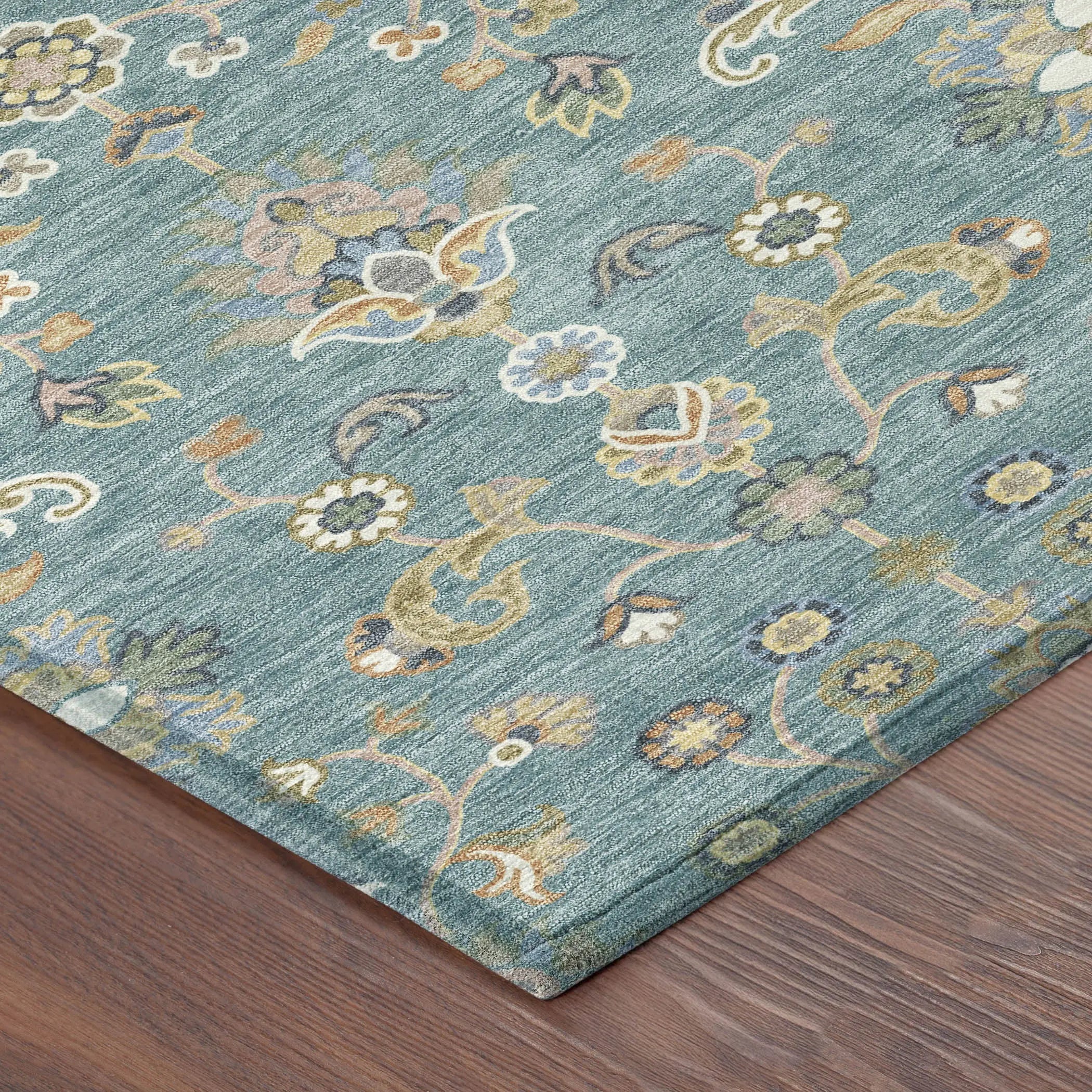 5' X 8' Teal Blue And Taupe Abstract Washable Indoor Outdoor Area Rug Homeroots Outdoor