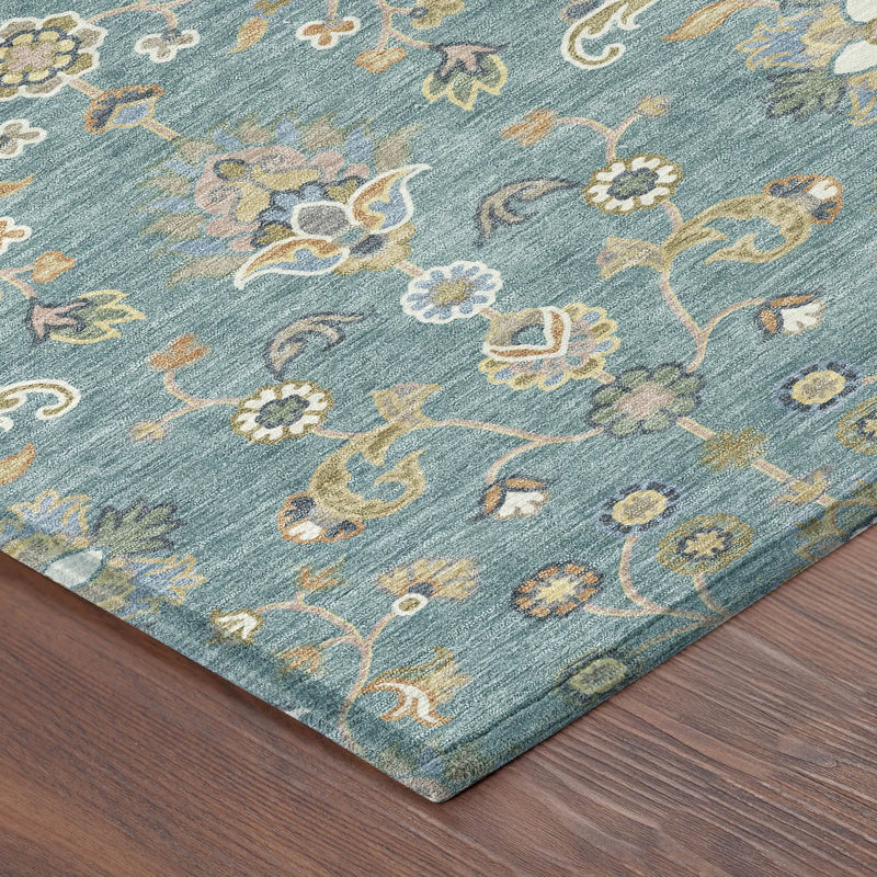5' X 8' Teal Blue And Taupe Abstract Washable Indoor Outdoor Area Rug Homeroots Outdoor