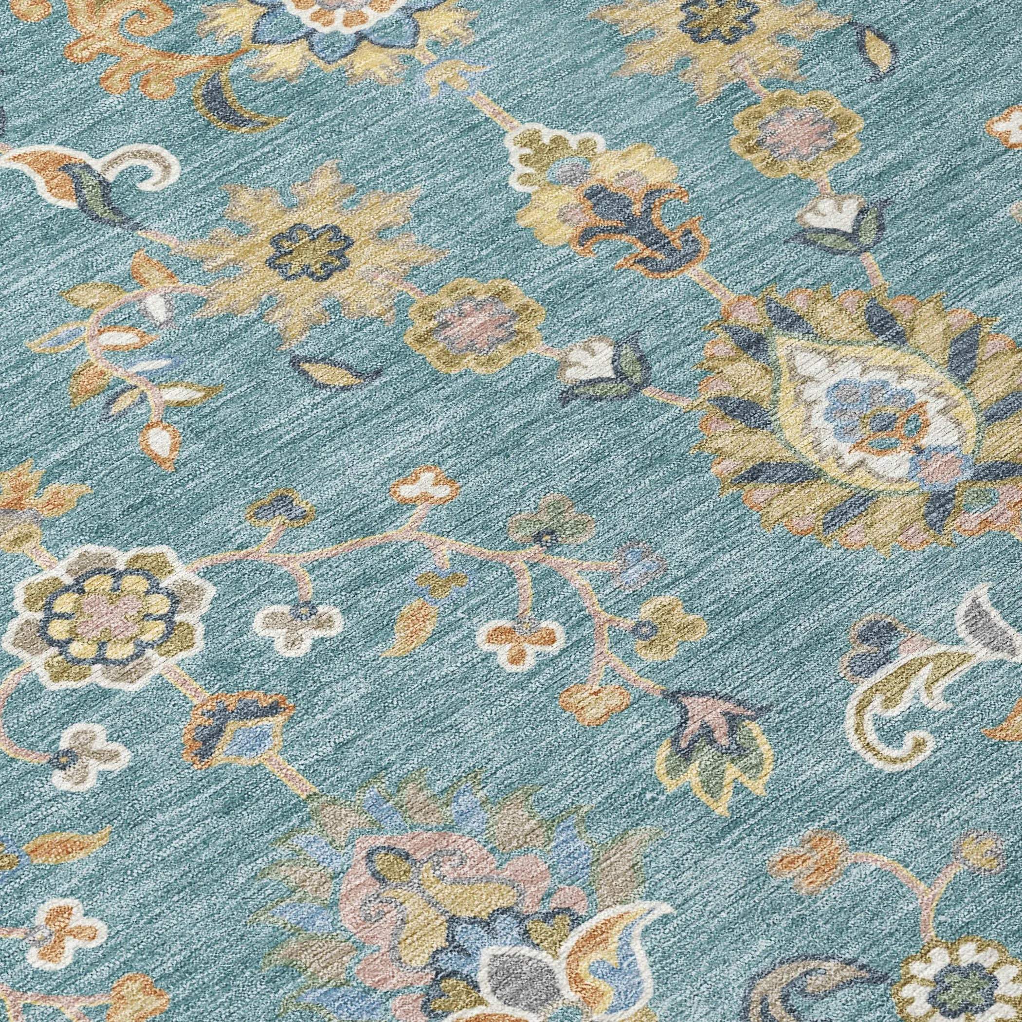 5' X 8' Teal Blue And Taupe Abstract Washable Indoor Outdoor Area Rug Homeroots Outdoor