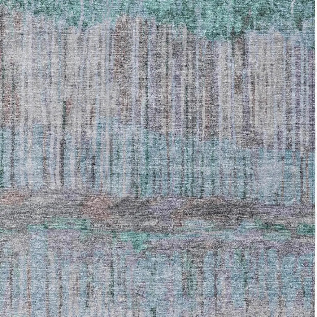 5' X 8' Teal Blue And Taupe Abstract Washable Indoor Outdoor Area Rug Homeroots Outdoor