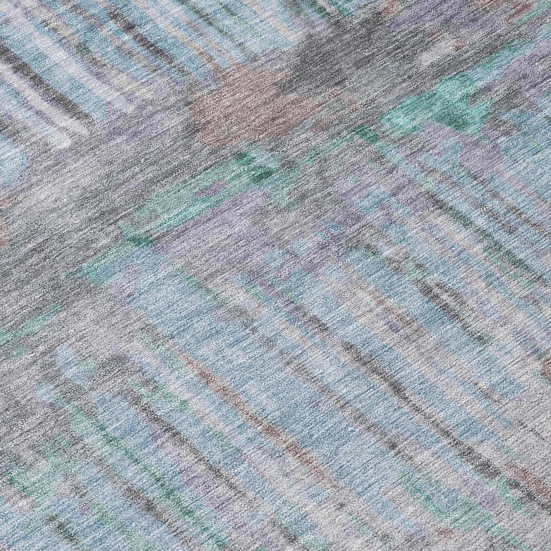 5' X 8' Teal Blue And Taupe Abstract Washable Indoor Outdoor Area Rug Homeroots Outdoor